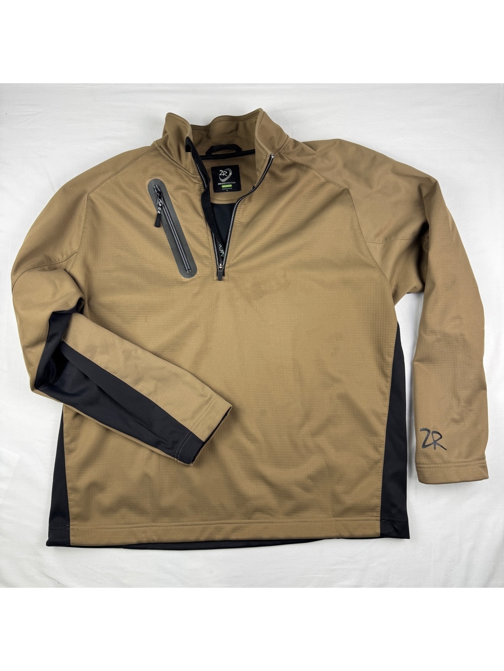 Zero Restriction Tour Series Men's Pullover Hoodie Jacket GOLF Size L Tan Black